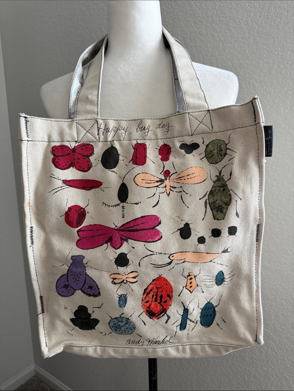 Andy Warhol "Happy bug day" Canvas Tote Bag